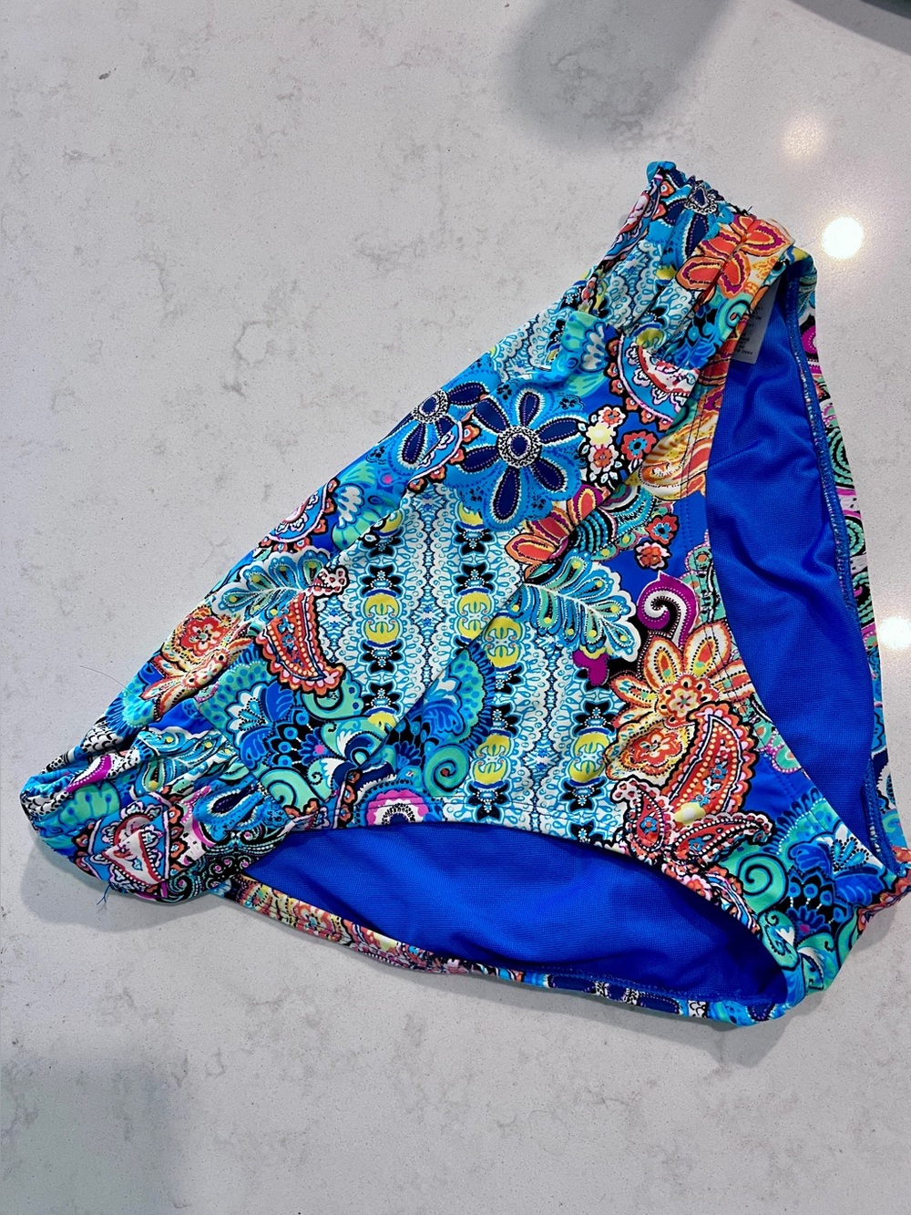 Bleu Rod Beattie Turquoise Multi Floral Paisley Bikini Bottom Woman’s Sz 6